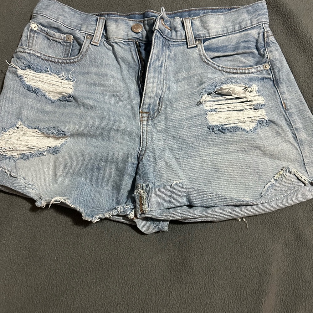 Aeropostale Blue Jean Shorts Distressed High-Waisted